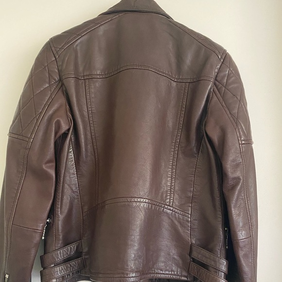 AllSaints Armstead Biker Leather Jacket in Oxblood - Picture 9 of 16